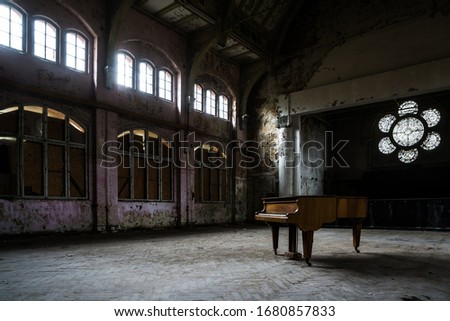 Similar – Image, Stock Photo lost places | Lost Land Love | Old roof construction with light hole