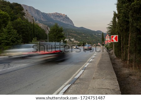 Image, Stock Photo Direction sign without content, Where to ?, traffic sign shows a direction without indication what is there