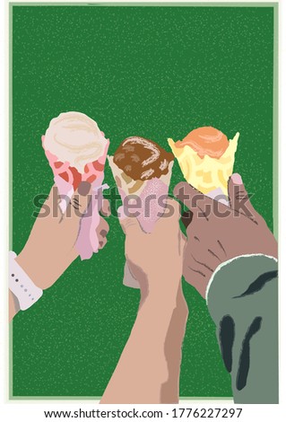 Colorful Ice Cream Cone Portrait Vector Illustration (original photo by Mark Cruz, Unsplash)