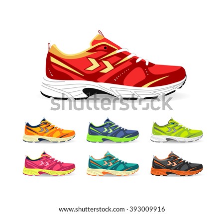 Set of sport shoes. Sneaker. Shoes for running. vector