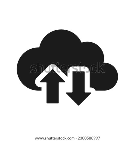 Cloud upload download icon. Upload download cloud arrow. shape style icon. isolated icon. Download cloud computing. filled vector sign. Cloud network.