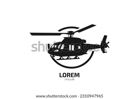 Black Hawk style helicopter silhouette in black isolated on white background and vector graphic