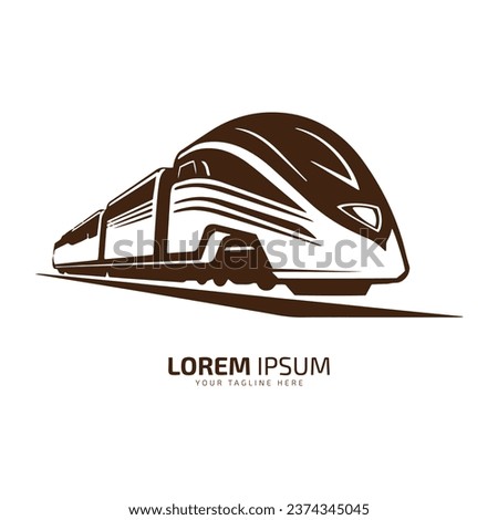 Minimal and abstract logo of train icon tram vector metro silhouette isolated design brown tram