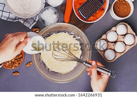 Similar – Image, Stock Photo Person mixing vegetable mixture with green spoon