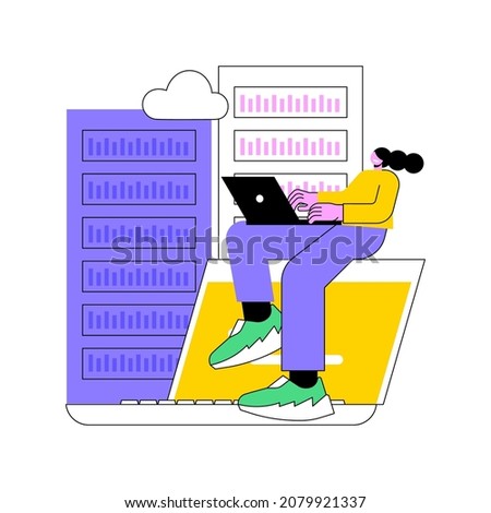 Data center abstract concept vector illustration. Colocation data center, centralized computer system, remote storage, database networking, supercomputer, central server abstract metaphor. Foto stock © 
