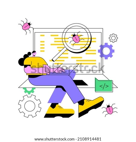 Software testing abstract concept vector illustration. IT software application testing, quality assurance, QA team, bug fixing, automation and manual, website and mobile abstract metaphor. Photo stock © 