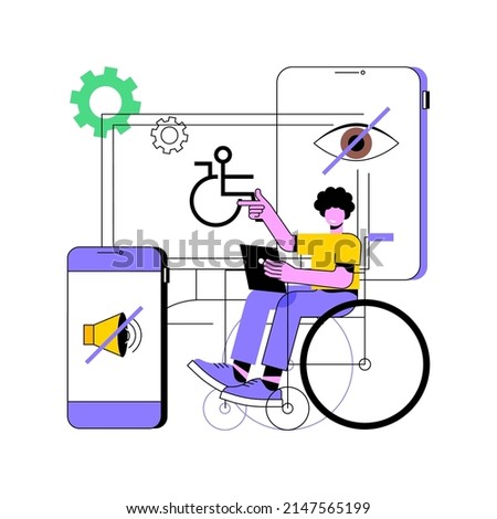 Electronic accessibility abstract concept vector illustration. Accessibility to websites, electronic device for disabled people, communication technology, adjustable web pages abstract metaphor. Сток-фото © 