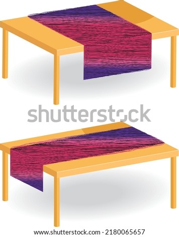 Geometry. Wooden table and cloth. Wooden table, Simple table vector in two different sizes. Vector four-legged fawn table and cloth. ösym