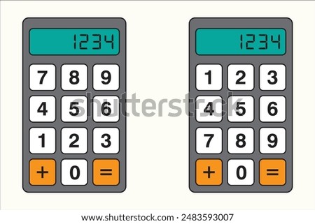 Calculator for mathematics. Scientific Calculator, Calculators for finance, business, science, math and education. School education supplies for calculation, financial and counting addition elements.