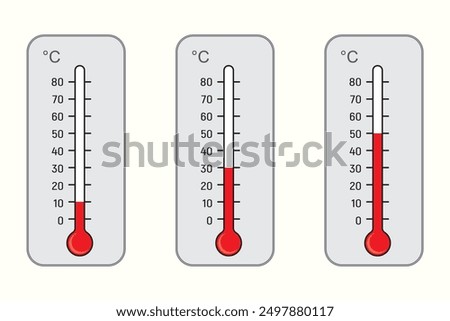 Celsius thermometer. Meteorological measurement. Equally divided thermometer. °C thermometer. Temperature indicator. Mathematics, geometry, chemistry, physics.