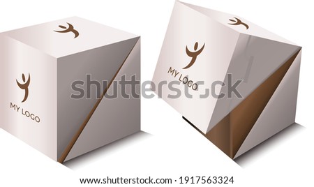 2 Square cardboard boxes mockup