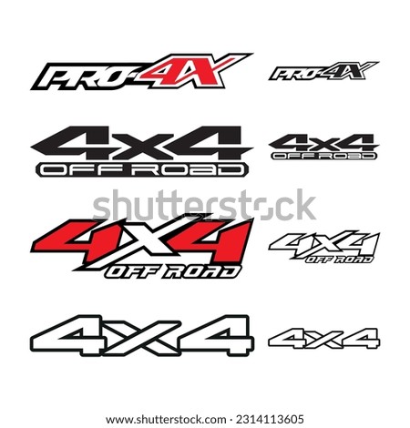 Four pack of 4x4 logos, for trucks, cars and all terrain vehicles, ideal for vinil cut