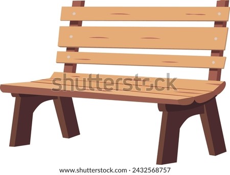 Park bench isolated on white background, vector illustration. A little side view.