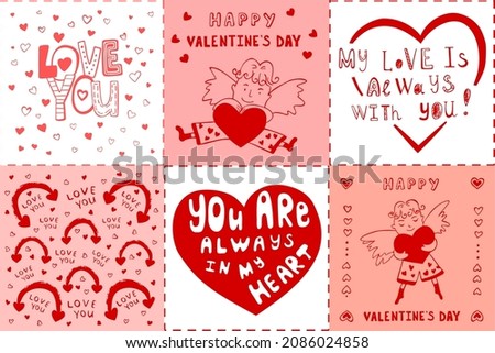 Vector pattern for Valentine's day. 
Lettering 