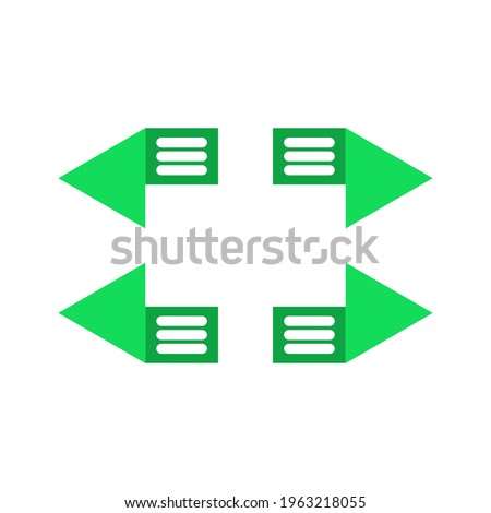flat comment arrow vector in green color.