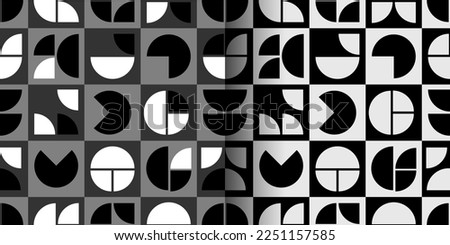 Neo geometric seamless pattern or background in black and white. 2 color versions. Perfect for banner, poster, textile and other design