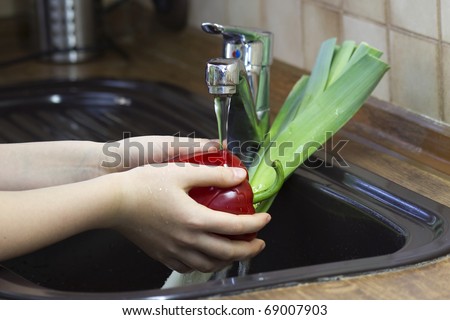 washing vegetables