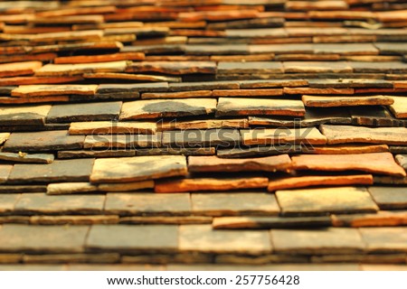 Roof tiles of ancient Thailand.