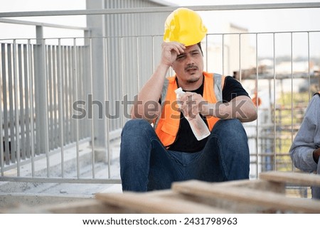 Similar – Image, Stock Photo Portrait of very tired & exhausted female UK NHS doctor in front of hospital,blurry out of focus background, Coronavirus COVID-19 pandemic outbreak crisis,overworked medical staff working long shifts