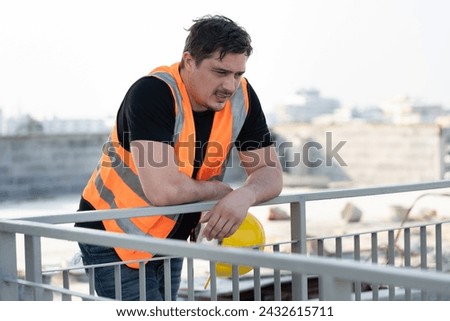 Similar – Image, Stock Photo Portrait of very tired & exhausted female UK NHS doctor in front of hospital,blurry out of focus background, Coronavirus COVID-19 pandemic outbreak crisis,overworked medical staff working long shifts