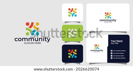 Set of creative colorful social group logos and business cards