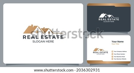 Set of minimalist real estate logos with business card branding