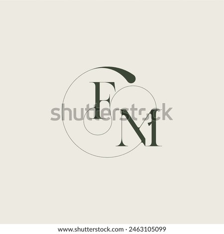 feminine wedding style FM elegant line concept beautifull monogram initial letter