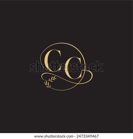 wedding monogram design circle and organic style CC luxury concept letter