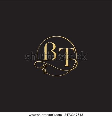 wedding monogram design circle and organic style BT luxury concept letter