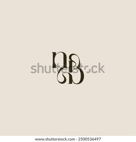 dynamic line monogram logo luxurious concept NB elegant wedding letter