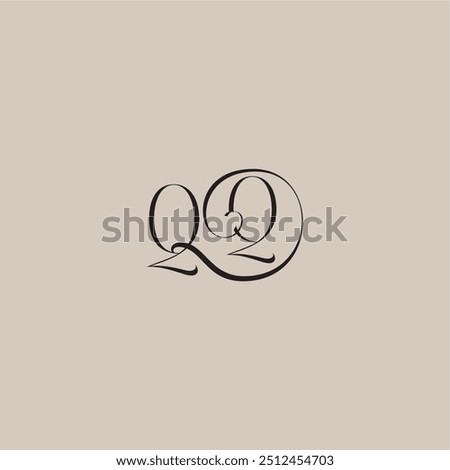 monogram wedding logo elegant and luxury style QQ dinamyc curvy initial concept letter