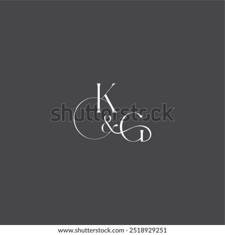 luxury curvy style monogram wedding logo concept letter initial with line KG