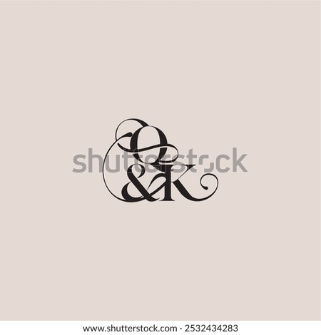 wedding concept monogram elegant and luxury concept QK bold serif initial calligraphy letter