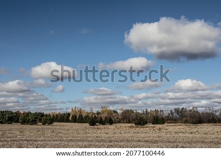 Similar – Image, Stock Photo Autumn field under cumulus clouds in sunlight