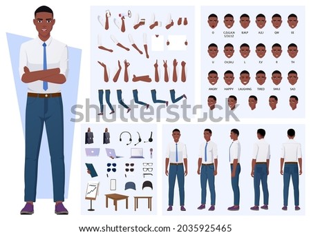 African American Man Character Creation with Gestures, Facial Expressions, and Different Poses