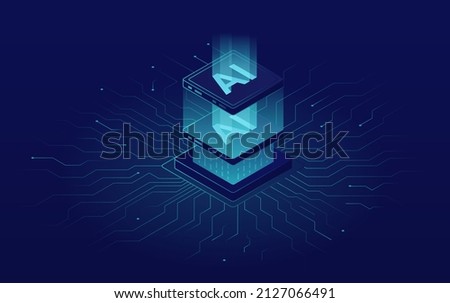 Artificial intelligence concept. Digital world and modern technologies. Innovation and futuristic pictures, stylish poster for site. Programming and code, network. Cartoon flat vector illustration