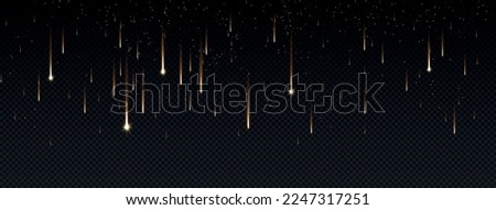 Falling stars yellow. Lights and fireflies. Interface for programs and applications on copy space. Magic and sorcery, mysticism. Realistic flat vector illustrations isolated on transparent background