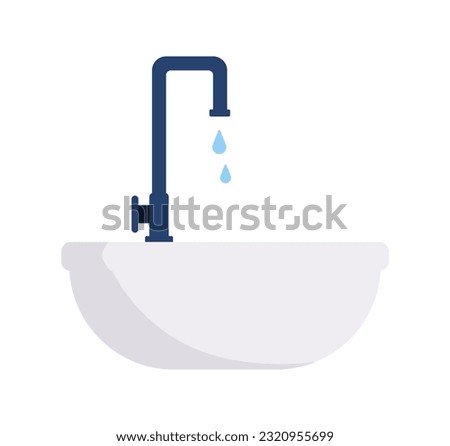 Kitchen wash basin concept. Cleanliness and hygiene, purity. Hand and dishes washing. Template, layout and mock up. Cartoon flat vector illustration isolated on white background