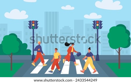 Similar – Image, Stock Photo Traffic light for pedestrians is green but lights red
