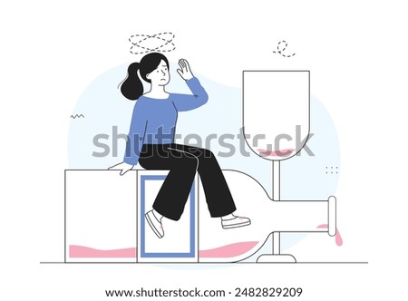 Similar – Image, Stock Photo Drunk alcoholic young girl lying on the floor feeling sick by drinking red wine, empty glass and bottle knock-out