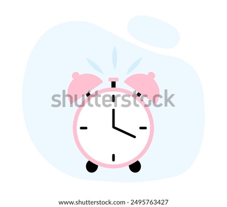 Pink alarm clock. Classical table timer. Sleep, dream, rest and recuperation. Gadget or device with correct daily routine and healthy lifestyle. Linear vector illustration isolated on white background