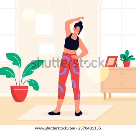 Similar – Image, Stock Photo Flexible woman doing side bend and practicing yoga