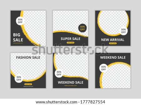 Editable template post for social media ad. web banner ads for promotion design with yellow and black color. 