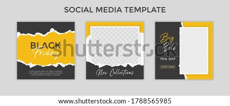 social media template post for promotion. template post for ads. design with yellow and black color.