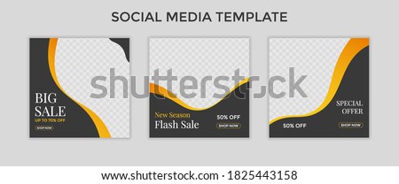 Editable template post for social media ad. web banner ads for promotion design with yellow and black color.