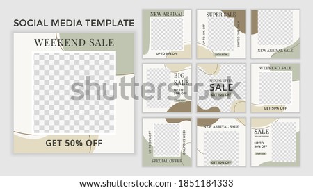 Set of Editable minimal square banner template.Suitable for social media post and web ads.