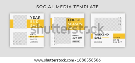 Year end sale banner. Social media template for promotion. Web banner square for ad.