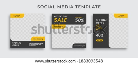 Editable modern Social Media banner Template. Anyone can use This Design Easily. Promotional web banner for social media with black and yellow color. Elegant sale and discount promo - Vector.