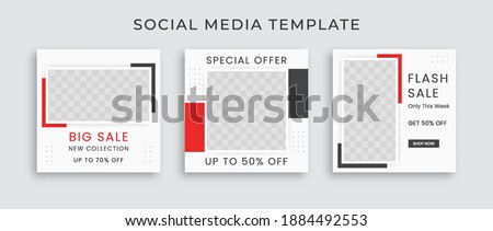 Editable modern Social Media banner Template. Anyone can use This Design Easily. Promotional web banner for social media with black and red color. Elegant sale and discount promo - Vector.