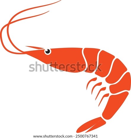 Shrimp vector illustration.Fresh sea shrimp. Prawns. Shrimp icon.Crustacean with curly feelers.